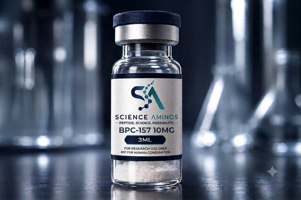 BPC-157 10mg research peptide vial, 3 mL lyophilised powder